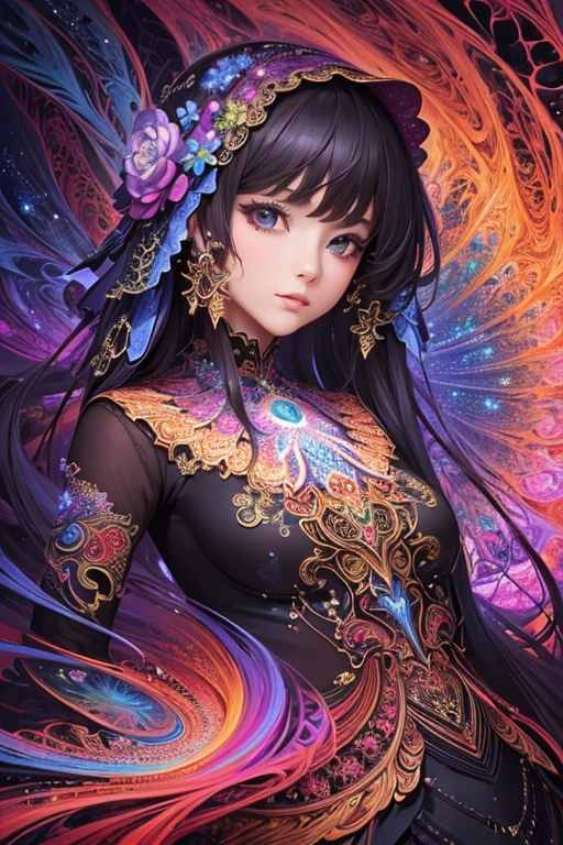 (masterpiece, top quality, best quality, official art, beautiful and aesthetic:1.2), (1girl), extreme detailed,(fractal art:1.3),colorful,highest detailed