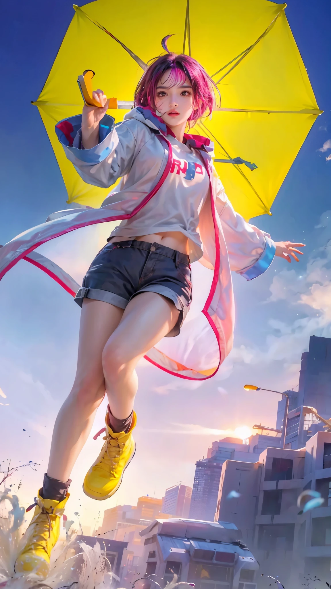 photorealistic,(hyper-realistic), (illustration), (high resolution), (8K), (extremely detailed), (best illustration), Yoru (Chainsaw Man), (beautiful detailed eyes), (best quality), (ultra-detailed ), (artwork), (wallpaper), (detailed face), focus on face, detalied black hair, thin shadow, Very detailed eyes, brown eyes, small spots under the eyes eyes, neck bow, medium breasts, low lighting,
