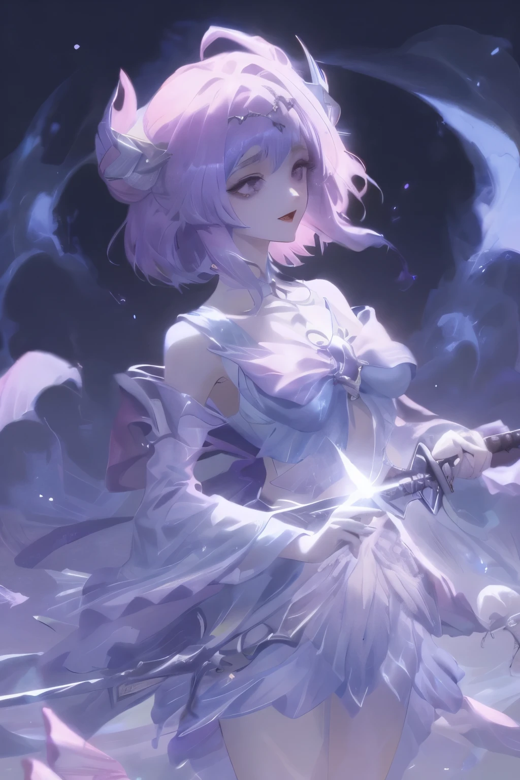 (best quality), Dark Fantasy, Great Sword, Magical girl, Gothic, Double tail, Practical, Super detailed, HD, Japanese cartoons,