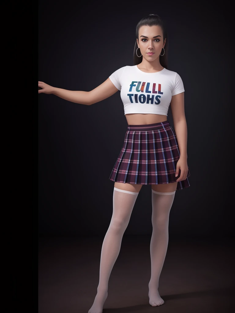 (full body: 1.5), (girl), (see viewer: 1.0), (correct anatomy: 1.3), (dancing on a bus: 1.2), (((colorful)), (A cropped T-shirt and high-waisted plaid pleated skirt): 1.2), ((white pantyhose): 1.32), (barefoot: 1.1), ((metal shackles and handcuffs): 1.3), (precise and perfect face: 1.3), hyper HD, Ray tracing, reflective light, structurally correct, Award-winning, high detail, lighter tone contrast, Face lighting, cinematic lighting, masterpiece, super detail, high quality, high detail, best quality, 16k, High contrast,CamiCam00