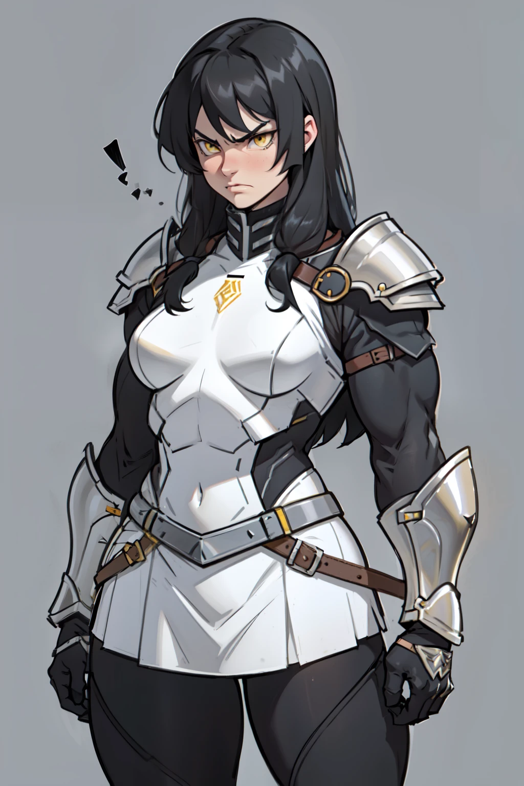 (((muscular))), (thick thighs, small breasts, toned body, 1 girl), black hair, pale skin, yellow eyes, angry, very long hair armor armor armor armor armor armor armor armor armor armor armor armor armor armor armor armor armor armor armor 