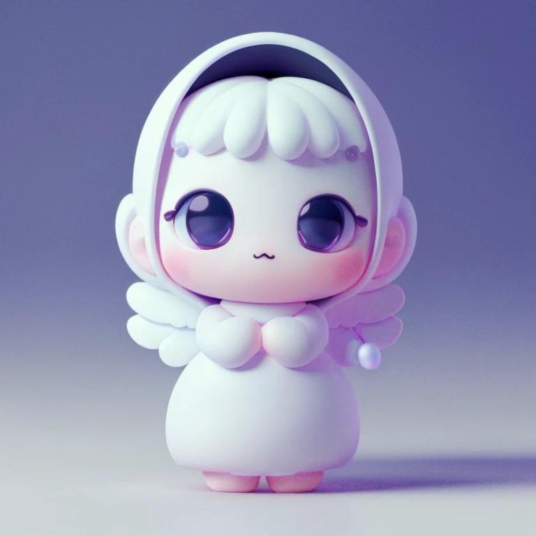 masterpiece, highest quality,(Angel:1.1),alone,cute,Blind Box, 3D Rendering,High resolution,8k, White Background,  Big eyes、Adorable