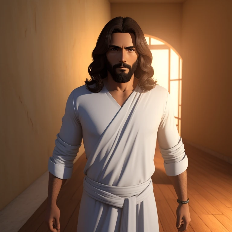 jesus, 3d, orando para pessoas de joelho em sua frente