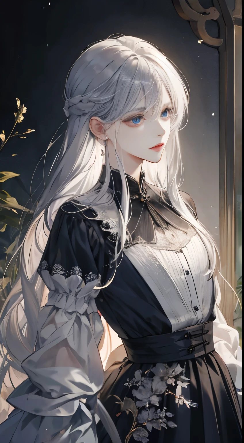 (Very delicate and beautiful:1.2), 8k, (masterpiece, Highest:1.0), 1 male, 1 female, Upper Body, Silver Hair, Embrace each other、Long Hair、