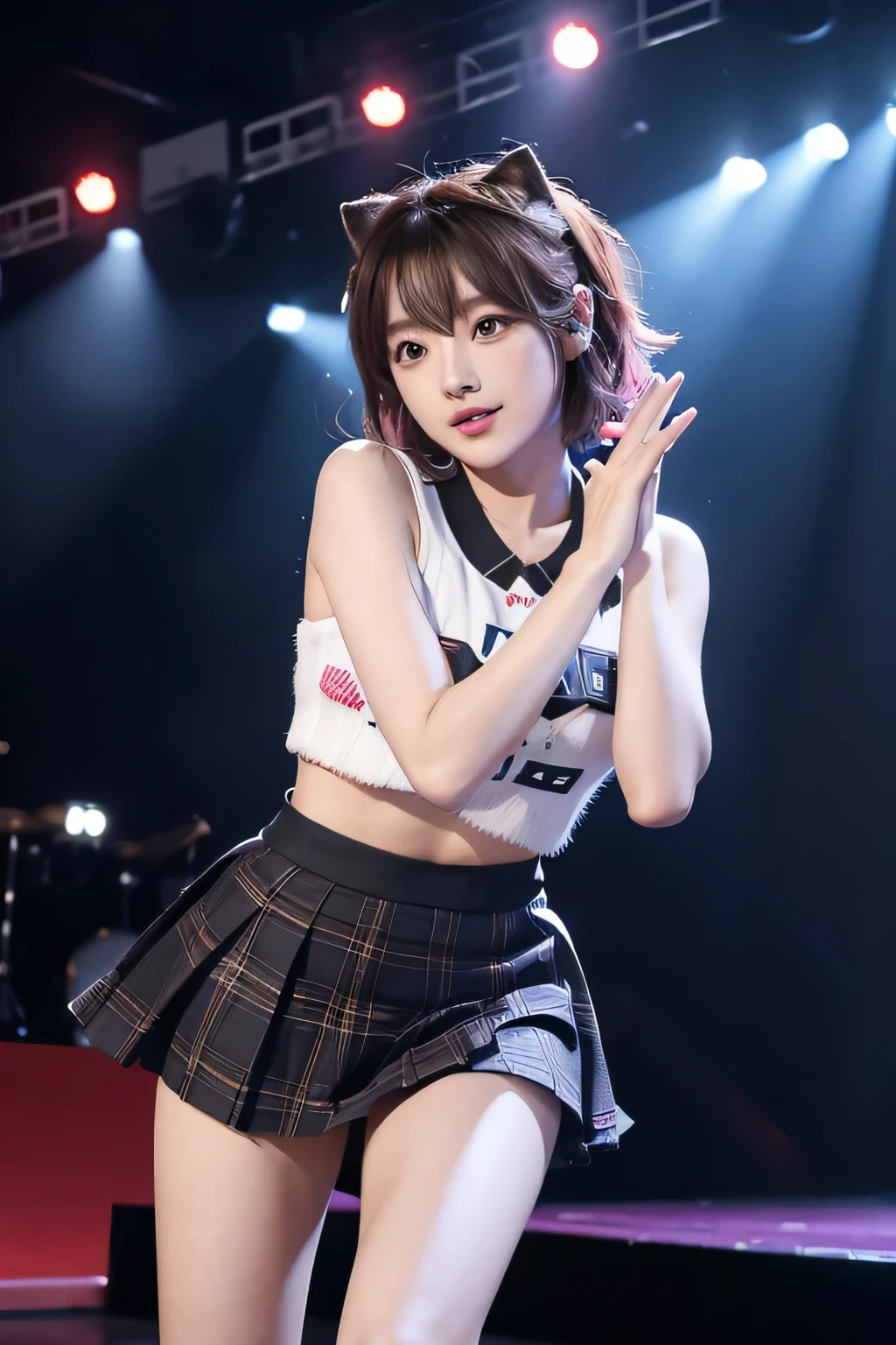 Idol Stage,There are three girls in short skirts on the stage, hololive, beast, Idolmaster, Cute core, perfume, Sayori, still, stage performance, picture, live performance, Lorik, live, 8k!, Moe, Chen Sakimi, Eight times 8k, 8k!!, Idol, on deer