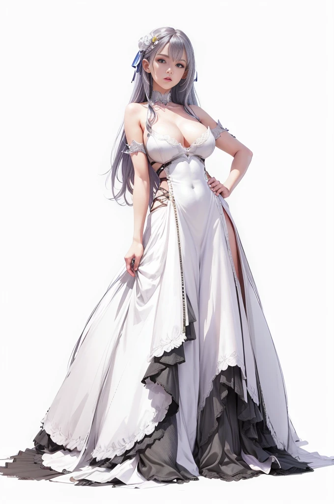 Silver Hair,realism, trace,，Role List, Reference table, Draw while standing, 8k, Super Detail, 1080p, Women HD，Female elves，Elf，woman, 16K, high resolution, best quality, high quality, Anatomically correct, masterpiece, precise, Ultra HD，as elegant as a swan，Unreal Engine， Ghibli-style colors,   anime big breasts,  Draw while standing, Viewing angle,Combat armor，