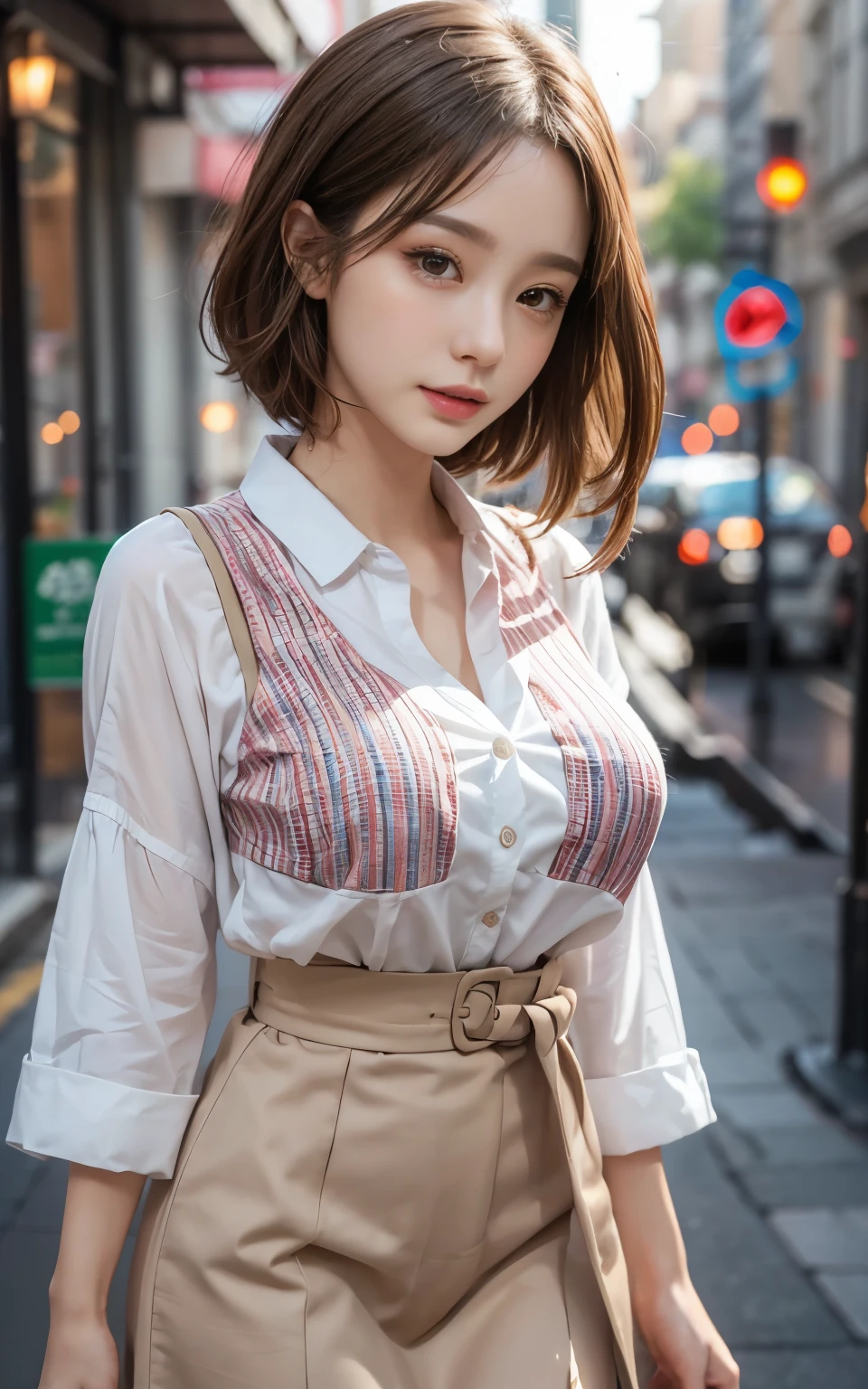 Cute 21 year old Japanese、shopping、Highly detailed facial features、Attention to detail、double eyelid、Beautiful thin nose、Sharp focus:1.2、beauty:1.4、(Light brown hair、short hair、)、Pure white skin、highest quality、masterpiece、超High resolution、(Realistic:1.4)、High resolution, Professional Lighting、nice smile、Please show me your whole body、skirt、Colorful spring clothes、A glimpse of the breast