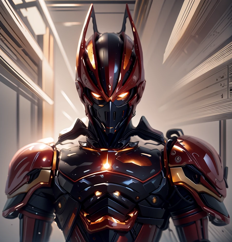 The color changes to red and amber,Some red and amber(Ensure its layering and armor texture,Red as the main color)