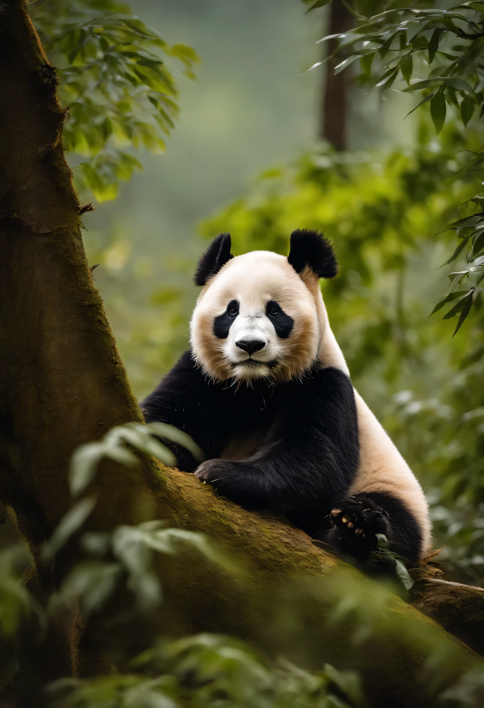 Na exuberante floresta de bambus, onde os raios do sol filtram-se suavemente entre as altas hastes, um panda igualmente impressionante reina em seu habitat. Enquanto ele desliza com destreza entre os troncos, sua pelagem preta e branca funde-se com o ambiente, em perfeita harmonia com a natureza ao seu redor.

The panda radiates an aura of indomitable beauty and natural strength. Your expressive eyes capture the essence of your free spirit, perfectly adapted to the bamboo forest. Their graceful and agile movements are fascinating to watch, a demonstration of their unparalleled skill in the art of living in their native environment.

Enquanto a luz do sol salpica o solo da floresta, creating golden patterns on the foliage and trunks, the atmosphere is filled with peaceful harmony. It&#39;s as if nature itself painted this perfect scene, where the raw energy of wildlife intertwines with the serenity of the forest.

This panda is truly a masterpiece of nature, an unforgettable experience that reminds us of the beauty and majesty found in the wild.
