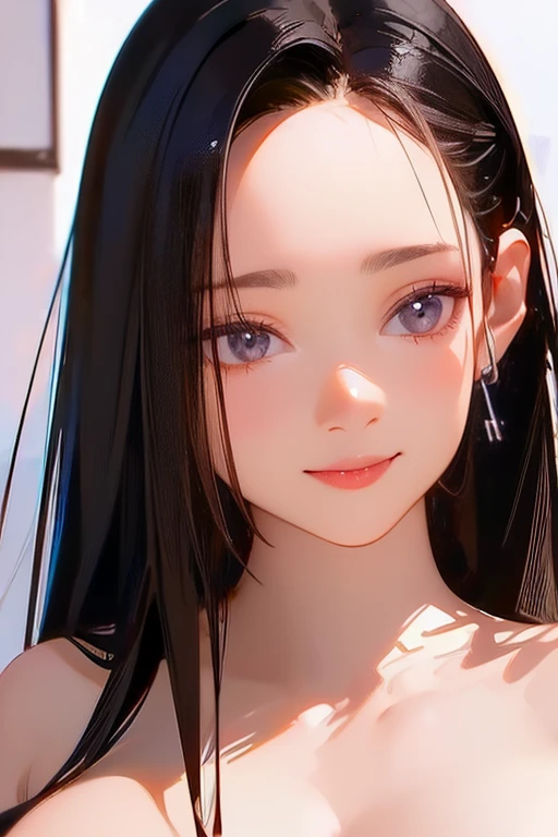 ((forehead))), (masterpiece, top quality), intricate details, 8k, artstation, Wallpapers, official art, splash art, sharp focus, 1girl,barefaced, ((black hair )), white eyes, smile, Sexy , big bust, Sexy, Sexy, big bust, beautiful body, hotel shower room, shower, nude, naked, nudity, with a strange expression