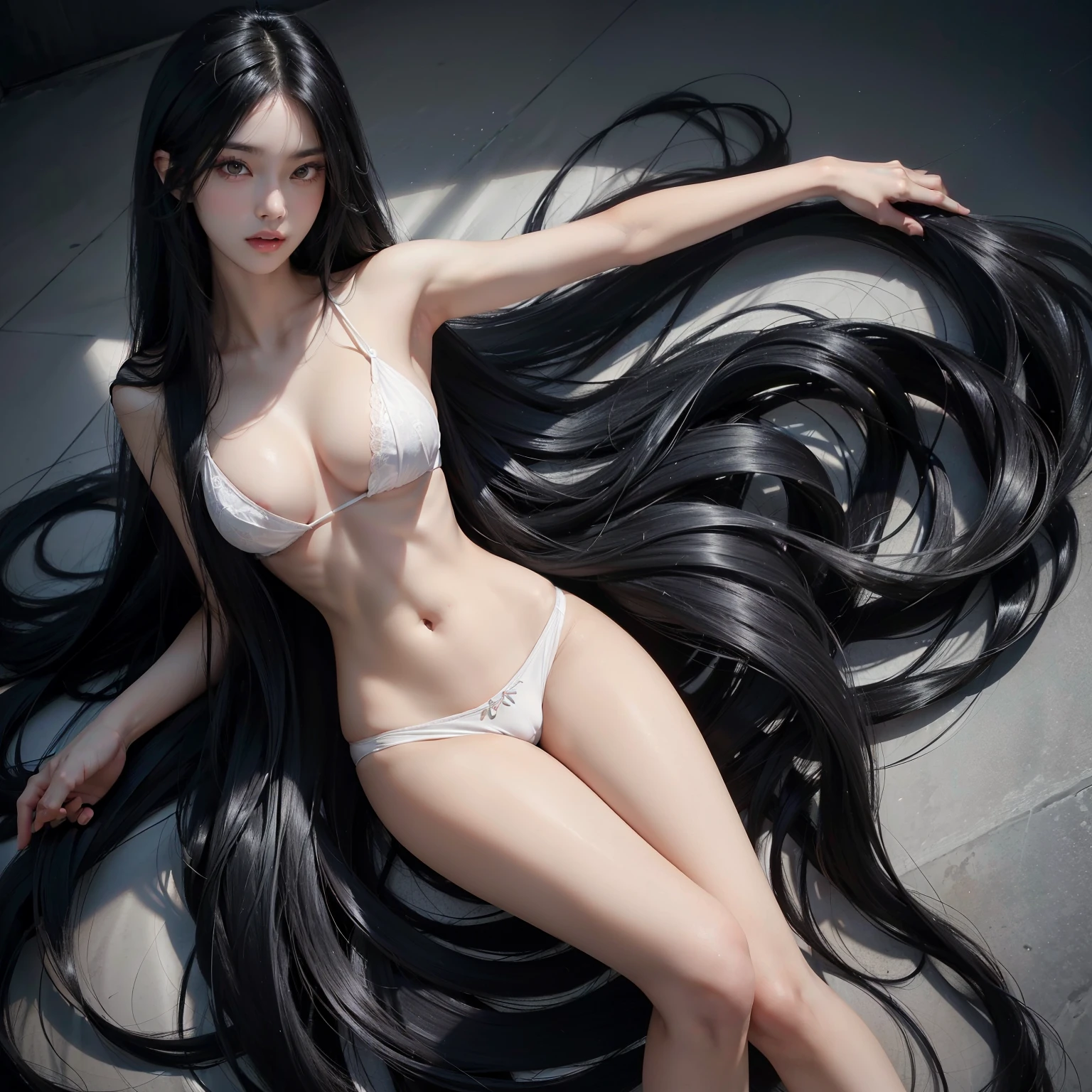 (Best image quality、Highest quality、Highest Resolution、Ultra-realisticな写真、Full body photo、masterpiece、16ｋ、）One girl、Amazingly long black hair is super beautiful、hair length about 5 meters、White underwear or naked、Covering the whole body with jet black straight hair、Very beautiful face、Beautifully groomed black hair、Very large amounts of hair、Super long black hair that accentuates feminine sexiness、Slim figure、Shiny beautiful hair、Bright lighting、Professional Lighting、World Long Hair Contest Winner、Full body photo、Head to toe photos、Taken from about 4 meters away、Ultra-realistic、both hands、The longest black hair in the world、My hair is heavy&#39;tired、Hair longer than Rapunzel、Very large amounts of hair、She has very long black hair that covers her entire body..、Hair that is shampooed every day is so beautiful、My hair smells like roses and my very long black hair makes me sexy.、My charm is my long black hair.、Long black hair is a symbol of beauty、I&#39;m proud of my long black hair、The length and volume of this long hair is admired around the world.、Very long black hair spread out in a fan shape、Looking Back、Sleeping on your stomach、Smooth black hair that flows from shoulders to floor、I have a lot of hair、My hair is very thick、Cover the entire bed with hair、Hiding your hands with your long hair、Hide your fingers with your long hair、I am proud of my long black hair、The length and volume of this long hair is admired around the world..、My very long black hair is fanned out..、Backwards、Sleeping on your stomach、Silky black hair flowing from shoulders to the floor、a tremendous amount of hair、My hair is very thick、Wrap the whole bed in hair、Hide your hands with your long hair、Hide your fingers with your long hair、Black hair that seems to overflow from the screen、A beautiful woman with black hair longer than her height。Alone in the bedroom。White underwear or nude。so much hair。Brush your hair back。Hair soars。hair length about 5 meters。Hair wrapped around the body。Beauty Women。Her incredibly long and straight hair is very sexy.。The longest hair in the world。World Long Hair Contest Winner。Carefully cared for, shiny and beautiful hair。I&#39;m proud of the length of my hair。I&#39;m proud of the length of my hair。She is proud of her very, very long hair.。Very long, voluptuous hair。Long and beautiful hair is loved by people all over the world.々is captivating。A smile that shines with long hair。Sleeping face down on the bed。Lying in bed。Crawl on the bed。Sleeping in bed。Captivating pose。