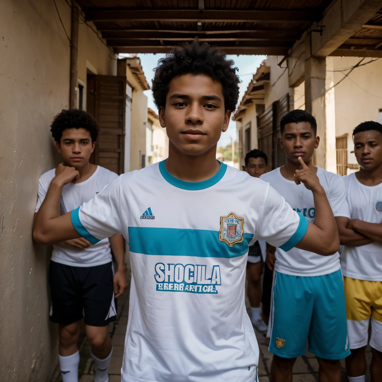 Crea una imagenes en forma de historieta que contenga tres cuadros
*Cuadro 1
Se muestra David, a 17 year old black boy with afro hair, al igual que su familia,was born in the department of Chocó, specifically in the municipality of Carmen del Darien Curbaradó, a small municipality - Since he was 10 years old he has lived in the municipality of Apartadó, Antioquia, con su familia compuesta por sus padres y cuatro hermanos menores.
Cuadro 2: Passion for football**
- David is shown playing soccer since he was little in the streets of his town Curbaradó, which is very small but very cute and cozy..
- He is the oldest among his brothers and has always been a leader for them.
Cuadro 3: Descubrimiento del baile
- se muestra que mientras estaba en noveno grado, David descubre su talento para el baile urbano.
- Se le ve practicando en un grupo de baile llamado Street Stars, donde desarrolla sus habilidades y se destaca.