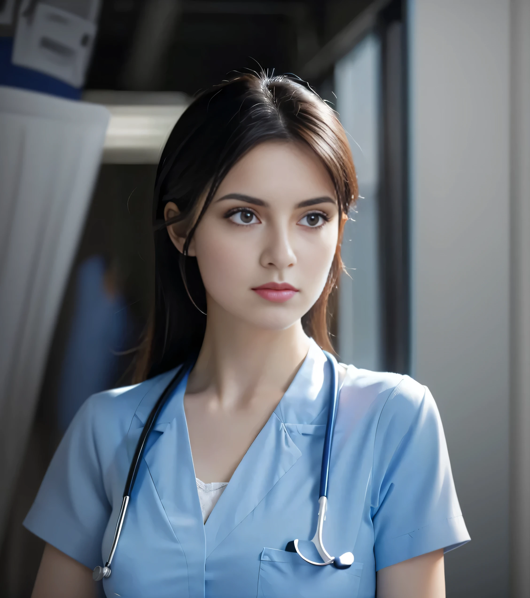arafed woman in a blue scrub suit With doctor's headset, doctor, With doctor's headset, nurse girl, medical doctor, Photo by Sophie Maud, A very beautiful model, (doctor), Health care worker, Soft 8k portrait shot, Portrait of a beautiful woman, nurse, jenna coleman as the doctor, Cindy Avellino, A beautiful beautiful face, Japanese model
