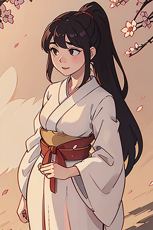 (best quality,4k,8k,highres,masterpiece:1.2),ultra-detailed,(realistic,photorealistic,photo-realistic:1.37),Japanese high school girl,ponytail,nude,standing pose,traditional Japanese garden background,soft natural lighting,colorful,serene atmosphere,delicate brushstroke,traditional ink painting style,subtle pastel tones,expressive eyes,loose flowing hair,simple and elegant kimono,dainty cherry blossom petals floating in the air,serenity in her face,gentle smile,graceful posture,halo of soft sunlight around her,dappled shadows on the ground,calm and peaceful ambiance.