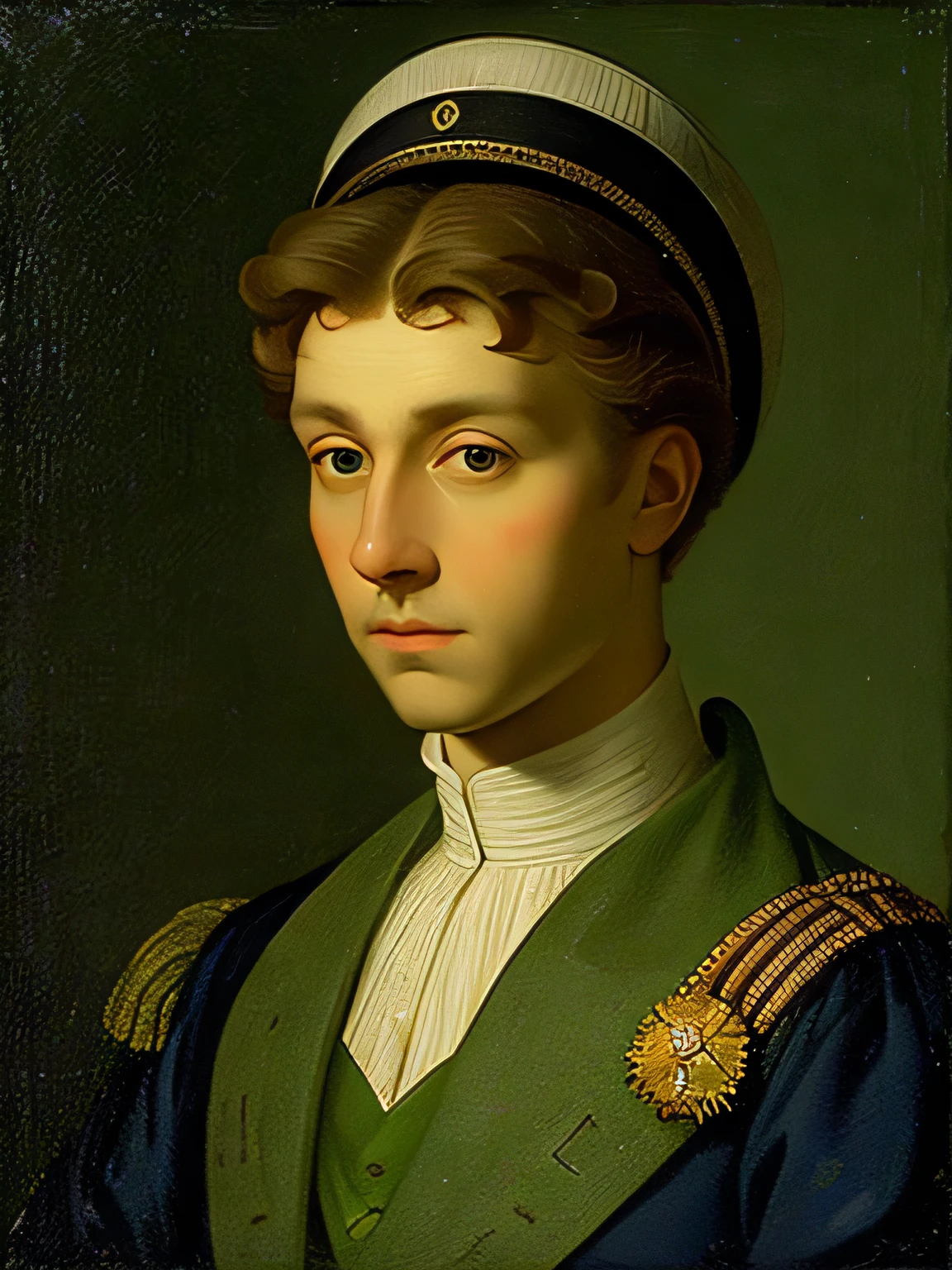 Produce a painting of a royal son in the style of Johannes Vermeer.