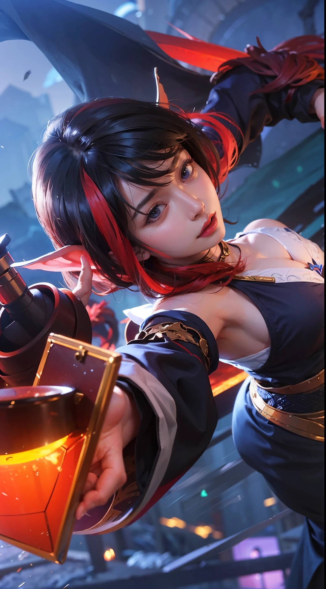 a close up of a , black hair , big booobs , shadowbringers cinematic, 4 k detail fantasy, a beautiful fantasy empress, game cg, xianxia fantasy, xianxia hero, 2. 5 d cgi anime fantasy artwork, cinematic goddess close shot, ruan jia and artgerm, wow 4 k detail fantasy, hyperdetailed fantasy character