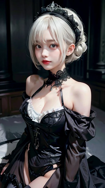Please draw a super beautiful girl with short white bob hair wearing a flattering gothic ta bikinis。She exudes an elegant and dark vibe. (((flattering bikinis))), Her white hair is tied up in a neat short bob.、It highlights her individuality and sophisticated beauty.。 Her flattering bikinis are luxurious in design.、It brings out her elegance and mysterious charm.。It is a hallmark of her sexy style.。Her pose is graceful、It expresses her deep worldview hidden inside her.。 Her eyes shine with mystery、Combined with her charming smile、It highlights her individuality and charm.。Her smile has a unique charm、She shows her confidence and sophisticated beauty in Gothic Loliashion.。Her appearance is beautiful、Her presence stands out in the world of Gothic Lolita.。s super beautiful girl with white short bob hair and flattering bikini style is、It has a unique charm and sophisticated beauty.。Her appearance is、Her presence and charm in the world of Gothic Lolita fashire fused together.、it seems fascinating and mysterious sight.。