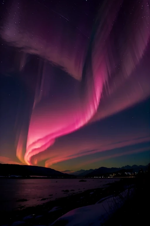 Pink aurora borealis