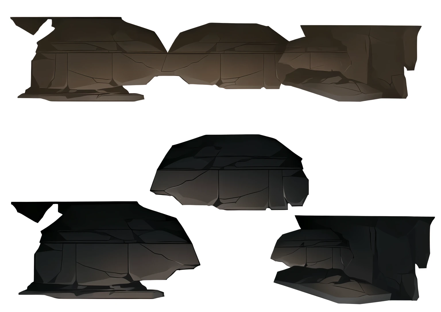 um close de uma escultura de papel de uma pessoa com capacete, black rock statue material, fundo da caverna, enormes estruturas obsidianas, ativo do jogo, blocos irregulares de pedra, estruturas rochosas altamente detalhadas, seperated ativo do jogo, rochas escuras, Planalto Rochoso, texturas estilizadas, 2d ativo do jogo, cave scenery, sistema de cavernas, ativo do jogo of fighters