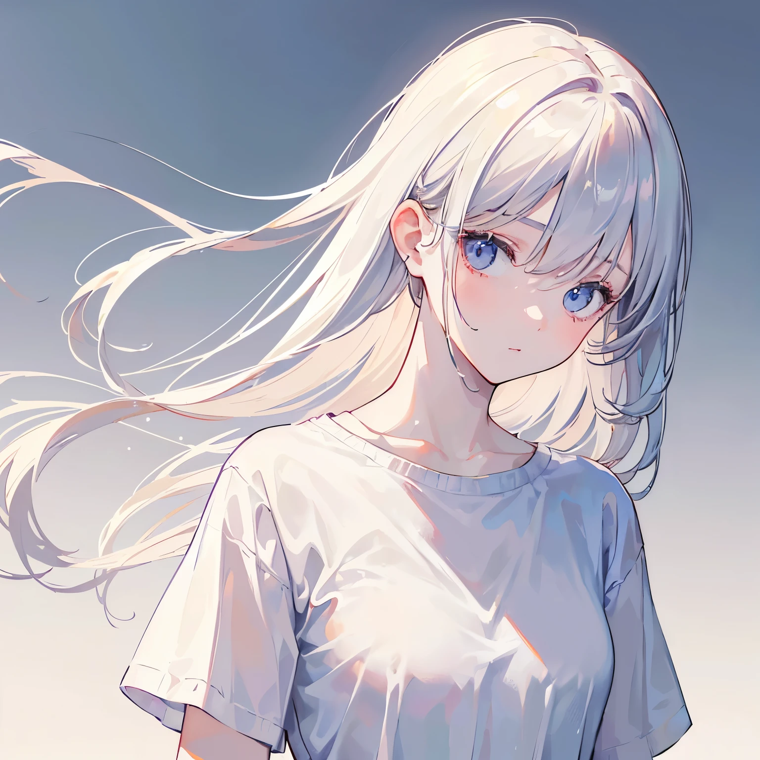 (Masterpiece, best quality,:1.2), 1 girl, (alone:1.3), upper body, white shirt, short sleeve, , (dead, realistic, real life, special, The best aesthetics, new, newest, best quality, Masterpiece:1.2), soft_light, soft_skin_tone, female_hair, (different world background, simple background,:1.2), Fantasy