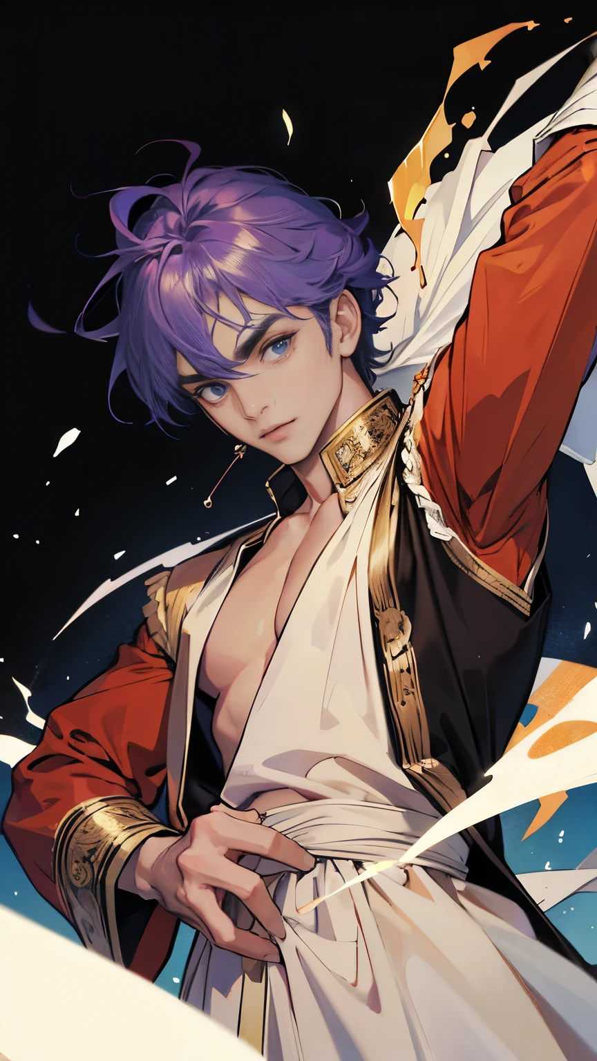 masterpiece, ((a beautiful prince)), ((High resolution)), Depth of the written border, (He's lying in a luxurious king-sized canopy bed.), A chandelier with the lights off, Delicate depiction of hair, (good looking), There's no one here, Beautiful Nose, Beautiful brown shorthair