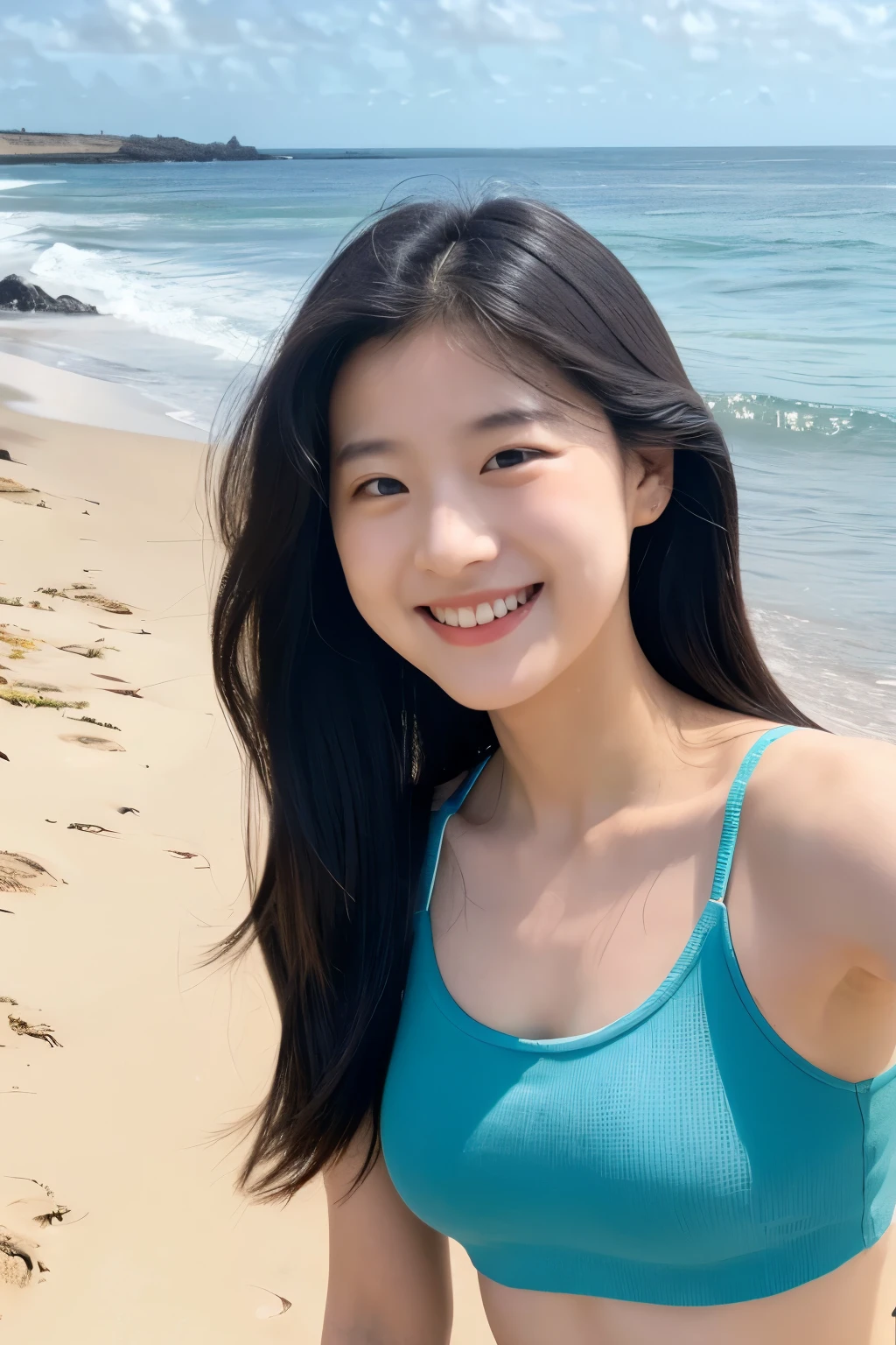 live-action　Beauty　Smiling　Tank top　Ocean