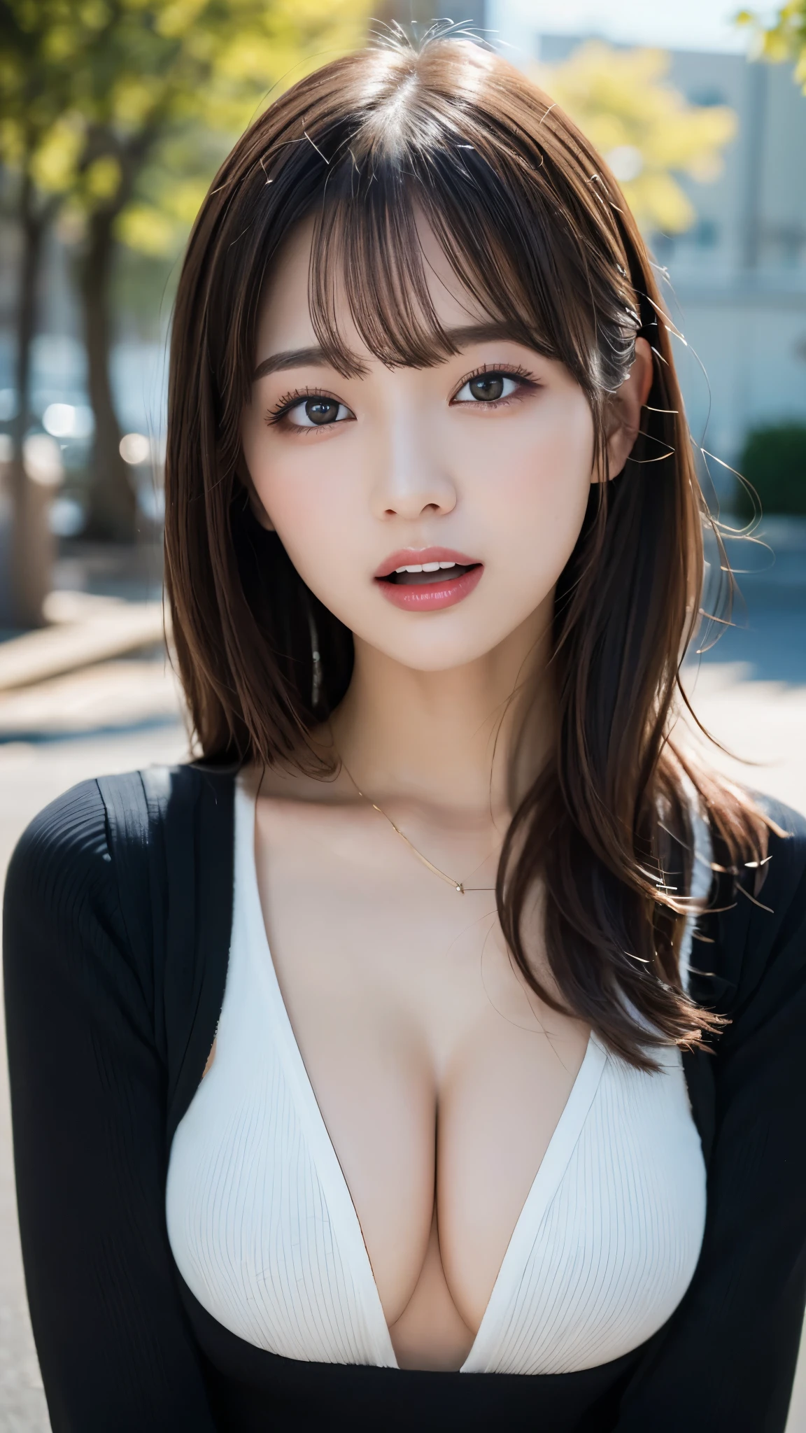 Tabletop, highest quality, figure, Very detailed, In detail, High resolution, 8k wallpaper, Perfect dynamic composition, Beautiful fine details,  Natural Lip, long sleeve black knit dress, Small breasts,  ランダムにcuteポーズ,RAW Photos,KPOP idol faces,cute,Face close-up，BREAK ceremony,((Random sexy poses、put in、Deep joy, Ecstatic eyes:1.2)), ((I gasp hard:1.2))、Ecstatic face、Climax expression, Through clenched teeth、My whole body is convulsing、Official Art，Very detailed CG Unity 8k 壁紙, (masterpiece:1.0),(highest quality:1.0), photo shoot, 8k, Browsing Caution, High resolution, Kodak Portrait 400, Film Grain, Lens flare brilliance,Very low camera angle, View your viewers