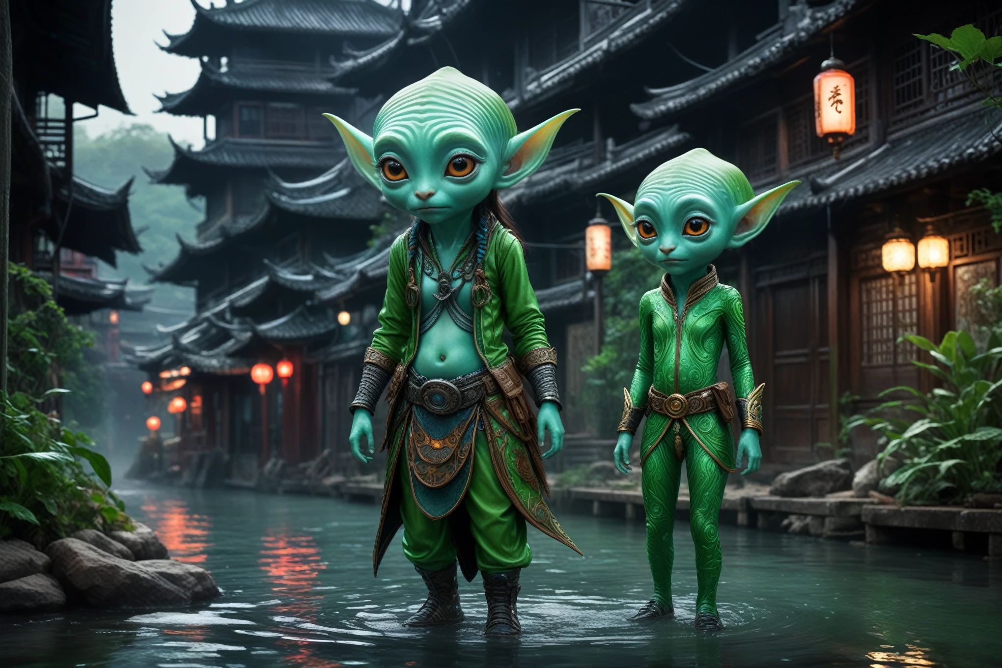 full body length shot,beggar niobium Euchlorine The Alien Entity,native irish babychild,ginger, wants eat,survival in criminal city of future,Cinematic,soft colors, Technicolor,natural skin textures, hyper realism, hyper detailed,Extremely detailed,High contrast,Masterpiece,Realistic,Ultra Detailed, intricate details,realistic humid leather,extremly intricate,Epic Realistic, cinematic style,irina yermolova,high contrast,hdr,extremely detailed, [deep night landscape],masterpiece,intricate details,faded,eyes extremely detailed, high detailed eyes,8k resolution,RAW,retina, Nikon Z9,China,Songbird,ogre,Li River in Guangxi Zhuang of China,tkt style, Pisces, pointed ears，perfect, Elf，transition between two art styles, Ink painting to photorealism, Double contact, X-ray, Creative, vivid light, masterpiece, fantasy, Abstract, Surrealism, super detailed, high resolution, stop:35;
