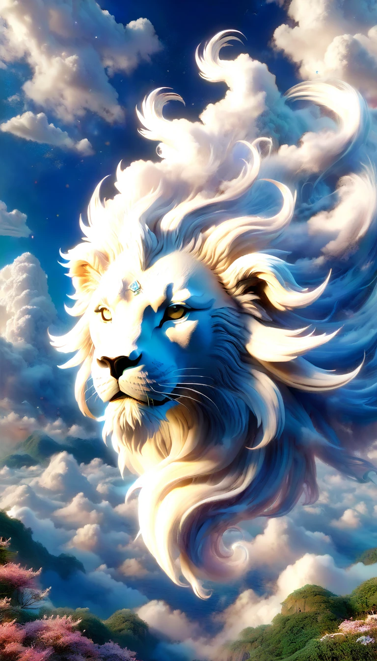 Pure white clouds、A mythical beast called a karajishi (lion) made of clouds