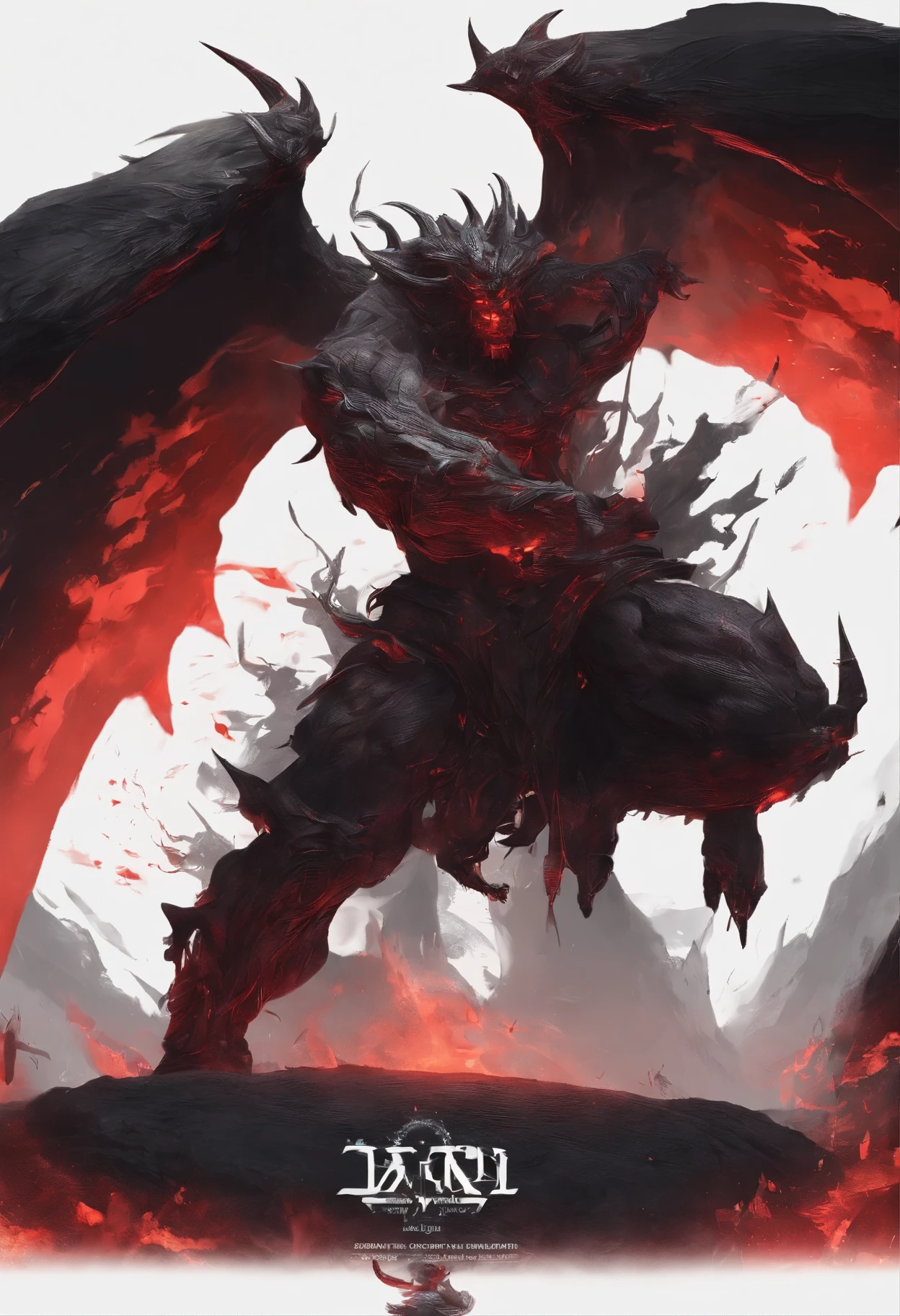 ((masterpiece, best quality, Highest image quality, high resolution, Reality, original photo, 8k)), ((Extremely detailed CG unified 8k wallpaper)), Demon statue made of black rock, Lava Demon, Spark Dance, Flames burst out from the torn body, Flame in the dark image, Red and black theme, Angry face,