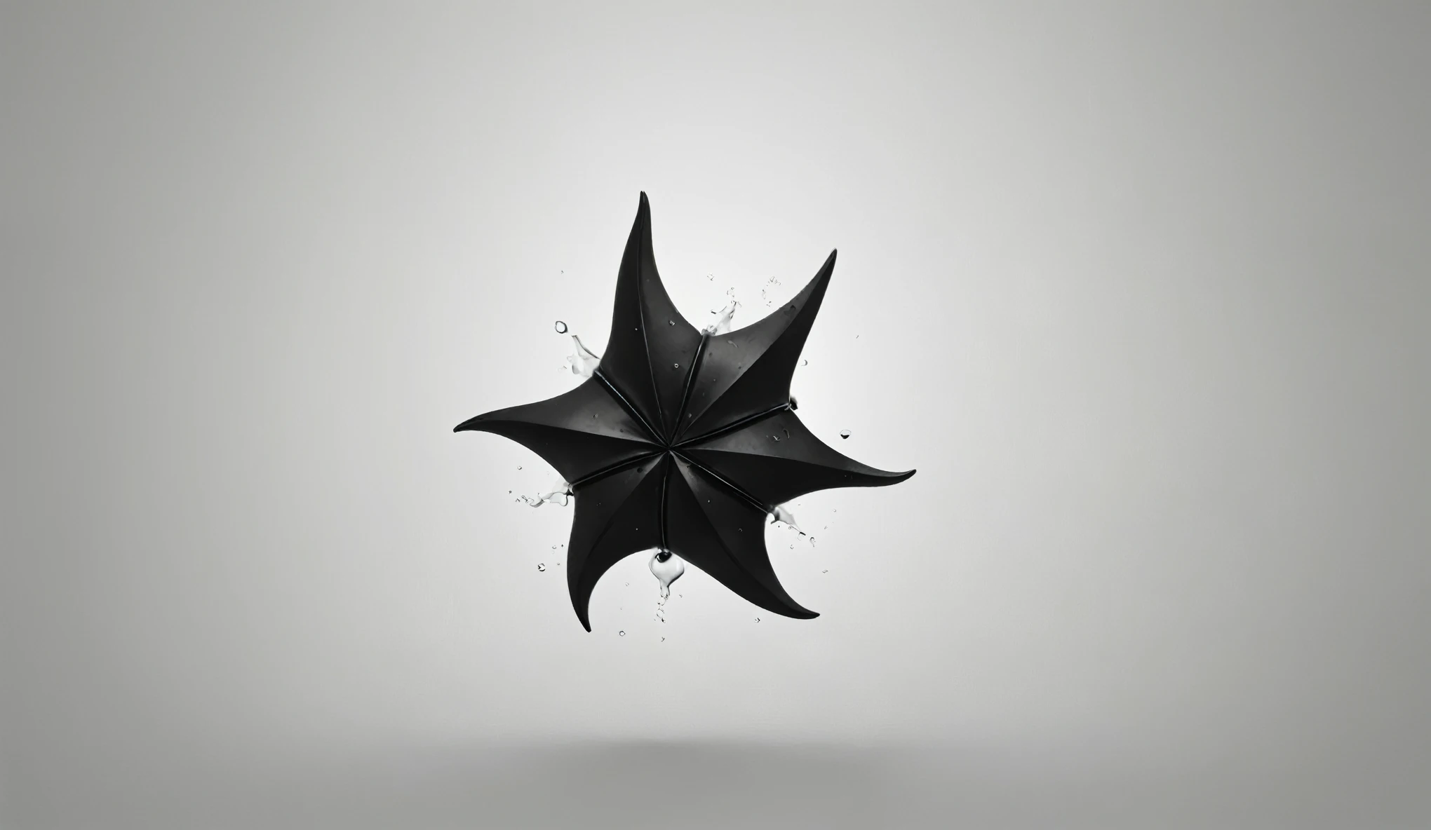 Create a simple and elegant dead star fish logo, shedding niobium tears. The design should convey a strong sense of sadness and melancholy, using a minimalist approach with clear lines and using only black, nicola samori,ben templsmith,Irina Yermolova