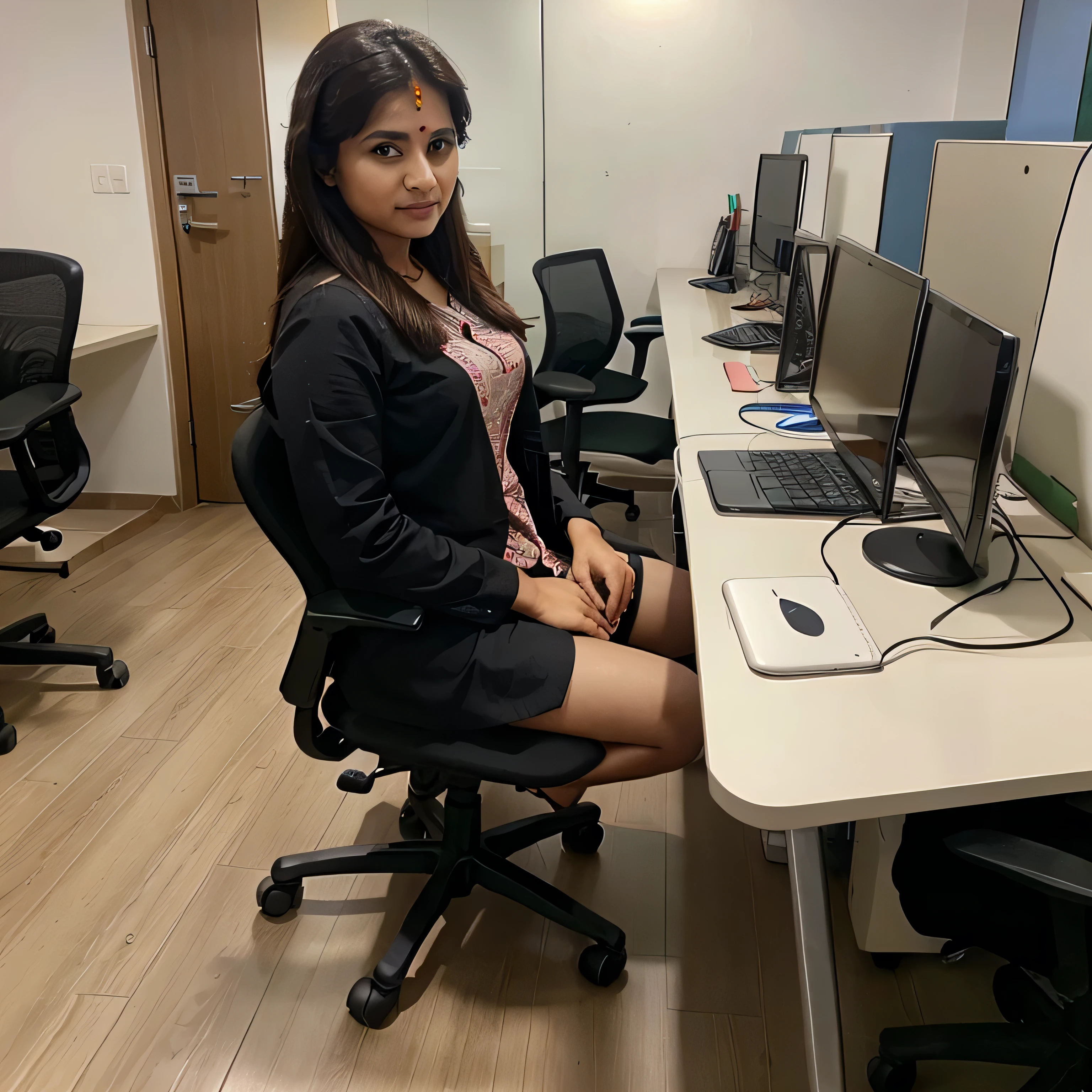 Ek office ke andar mein laptop chair ke sath mein ek aadami baitha hona chahie