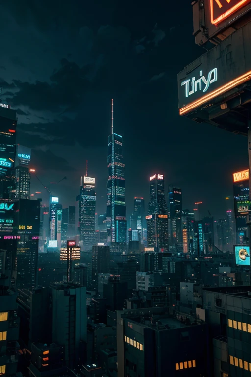 style cyberpunk cityscape at nights with neon signs in Japanese, towering skyscrapers and flying cars, animated pixar styles, 4d, illustration 3k