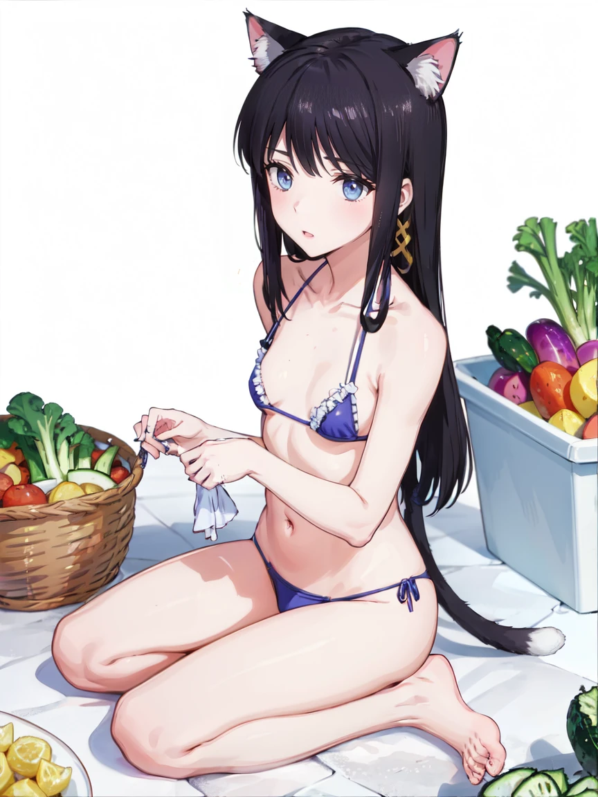 woman,Full body photo, ((white background. ))) Best image quality, high quality, The background is clear,きれいなwoman, Japanese, detailed, detailed eyes, detailed skin, Beautiful Skin, 超High resolution, (reality: 1.4),とても美しいwoman, A little younger face, Beautiful Skin, thin, (Ultra-photorealism), (High resolution), (8k), (非常にdetailed) (Beautiful and detailed eyes), (非常にdetailed), (detailed face), Displaying the viewer, Fine details, detailed face, Staring straight ahead, Staring straight ahead, Photo Real, Baby Face,Hairstyle: long hair,Blonde、smile,(((Cat、bikini ,tail、)))(Small breasts,)(((small breasts,)))(((Washing vegetables、)))hair over one eye, from below,