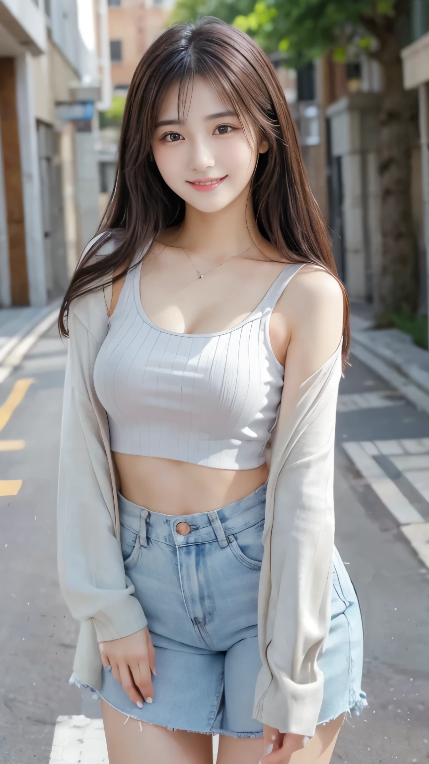 masterpiece、highest quality、figure、 Very detailed、Fine details、 High resolution、8K Dende Wallpaper、Perfect dynamic composition、Cute 19 year old college student、pretty girl、Beautiful face in every detail、Detailed and cute eyes、Textured skin、A modest smile、Shortcuts、Small breasts、Bold sexy pose、