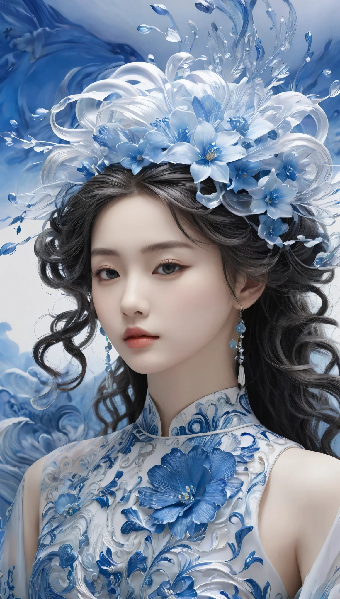 (masterpiece, best quality), Intricate details, 8k, Art Station, wallpaper, official art, Ink Art, Clear focus,, 1 Girl, tianqing