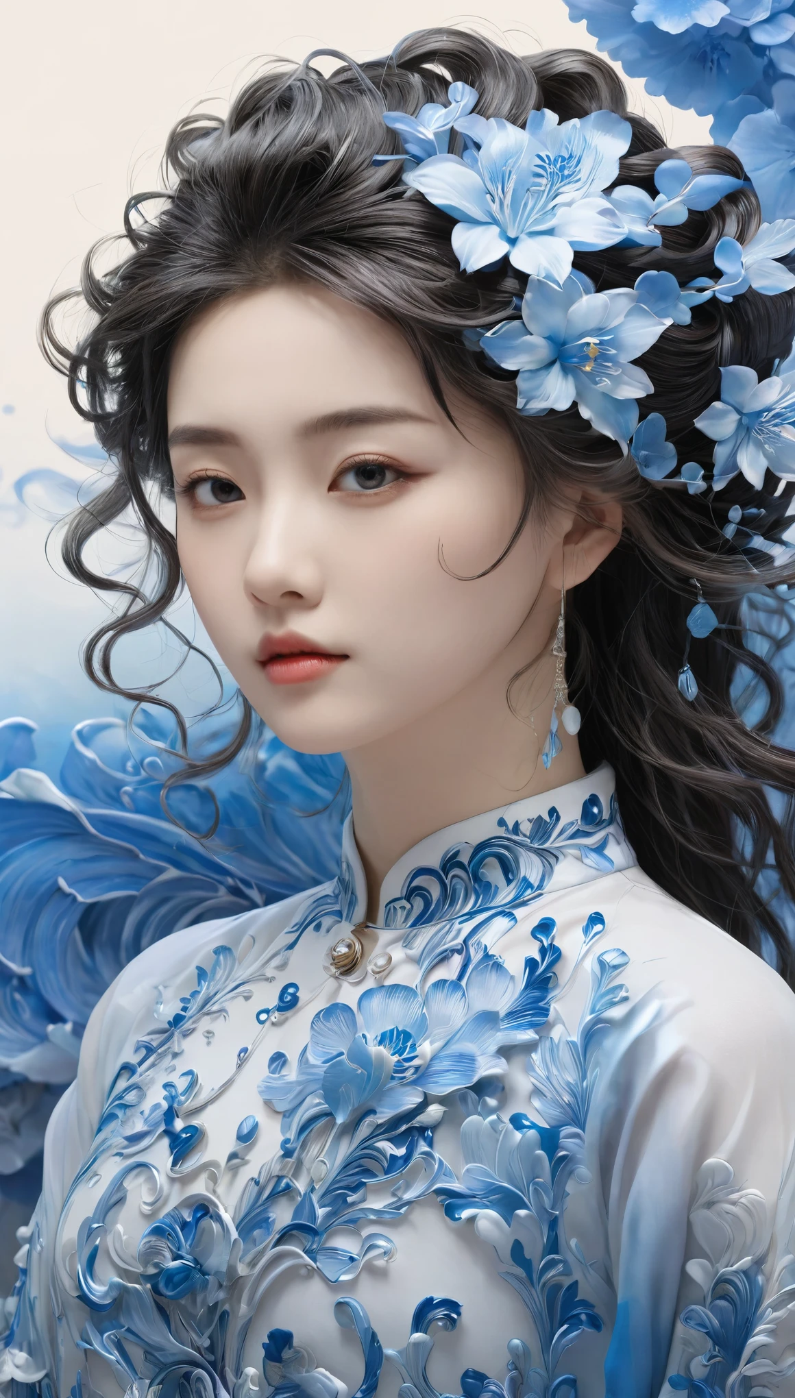 (masterpiece, best quality), Intricate details, 8k, Art Station, wallpaper, official art, Ink Art, Clear focus,, 1 Girl, tianqing