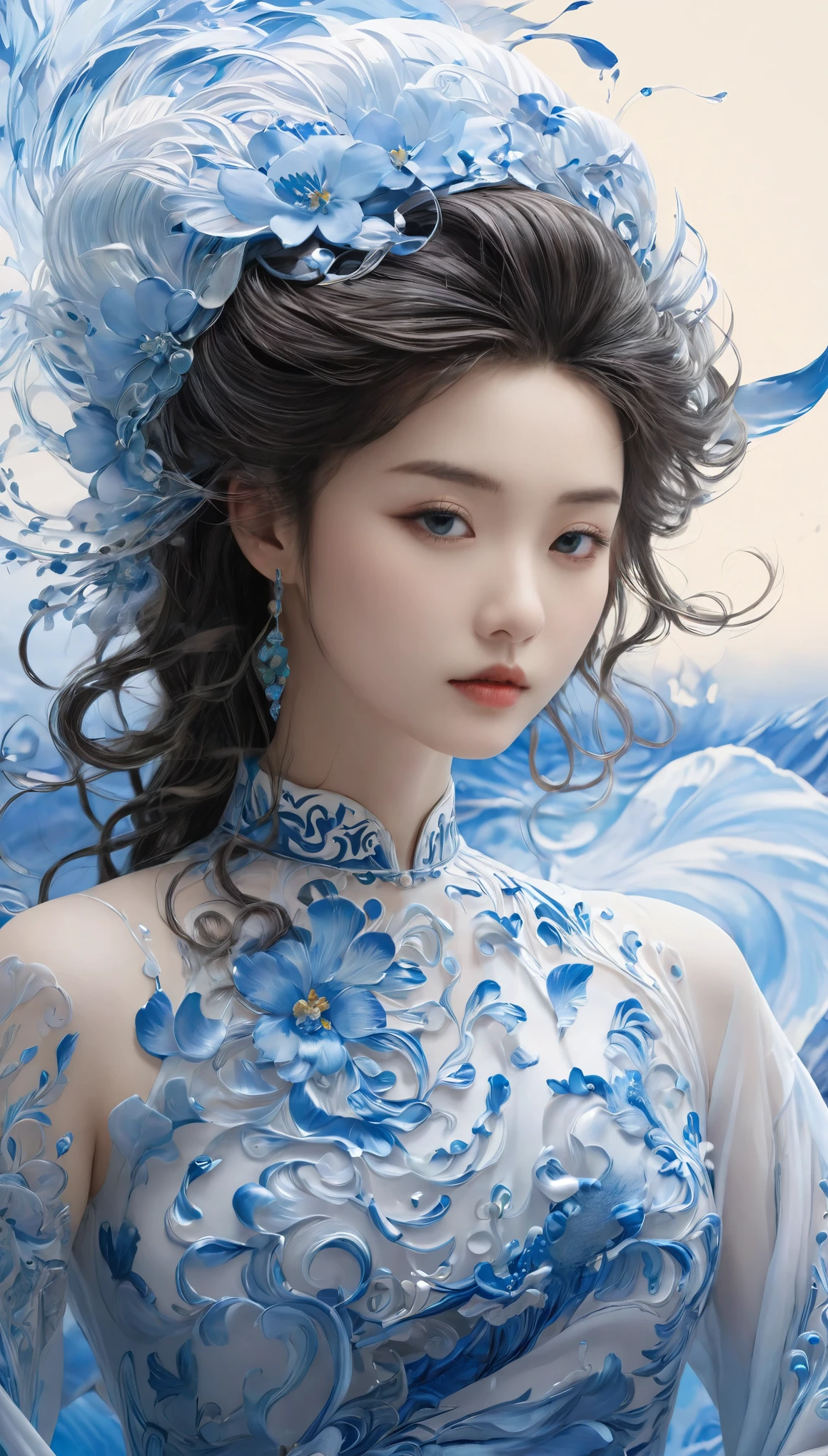 (masterpiece, best quality), Intricate details, 8k, Art Station, wallpaper, official art, Ink Art, Clear focus,, 1 Girl, tianqing