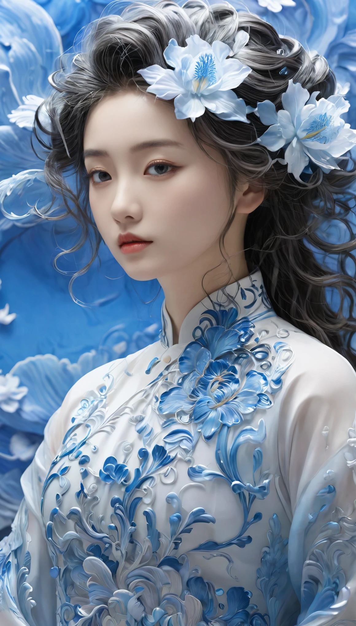 (masterpiece, best quality),  Intricate details, 8k, Art Station, wallpaper, official art, Ink Art, Clear focus,, 1 Girl,  tianqing