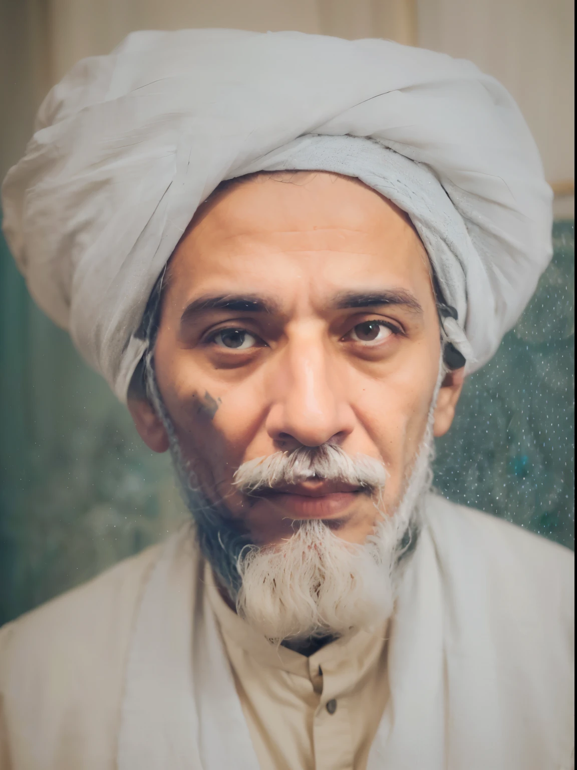 arafed man with a white turban and a beard, inspired by Abdur Rahman Chughtai, portrait photo of an old man, portrait of a old, portrait of an old, color photograph portrait 4k, sufism, inspired by Kamāl ud-Dīn Behzād, arab man light beard