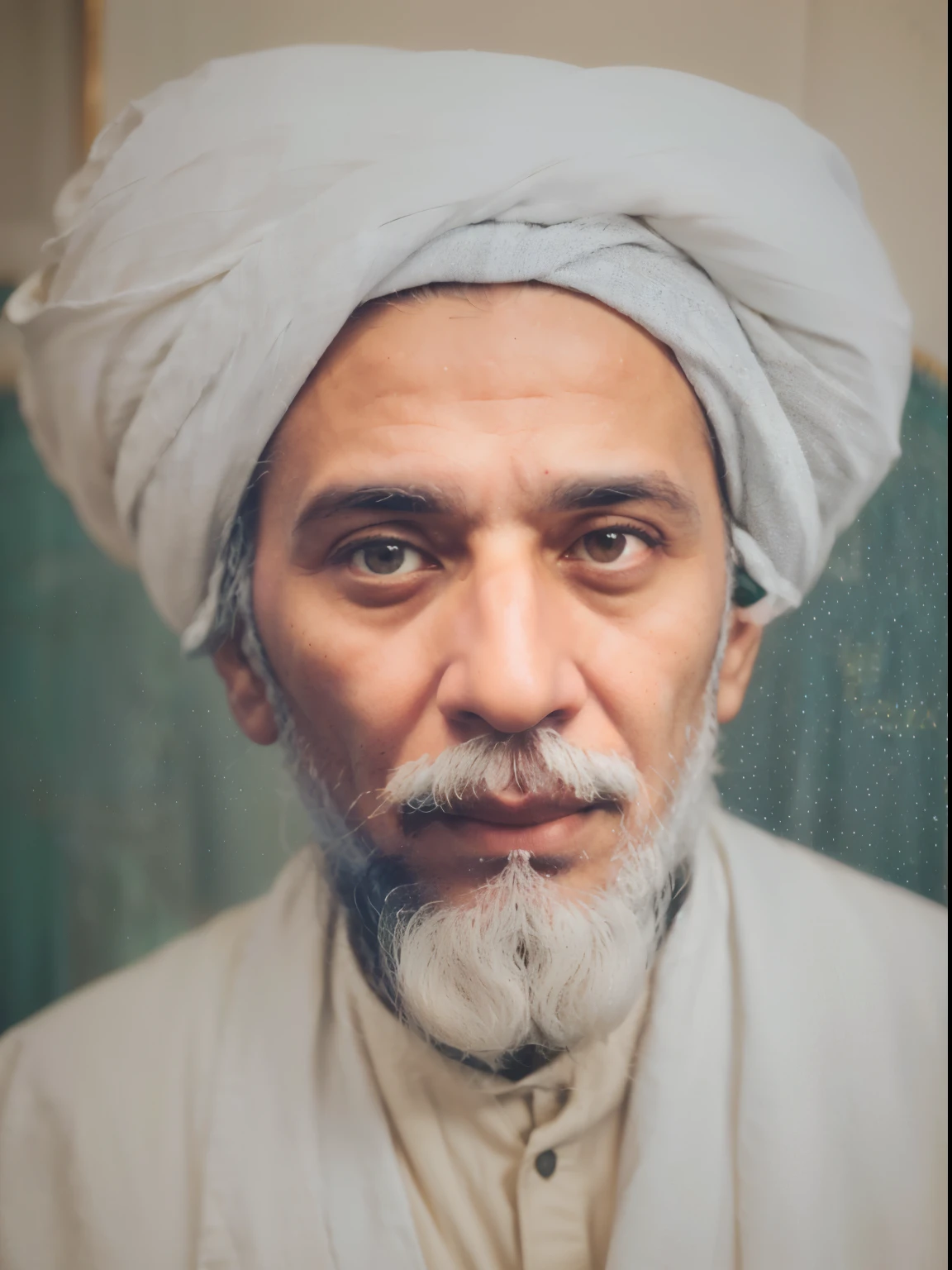 arafed man with a white turban and a beard, inspired by Abdur Rahman Chughtai, portrait photo of an old man, portrait of a old, portrait of an old, color photograph portrait 4k, sufism, inspired by Kamāl ud-Dīn Behzād, arab man light beard