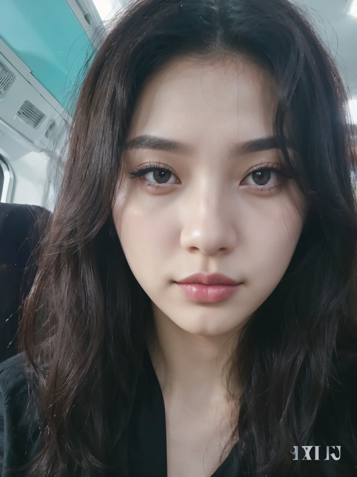 Instagram model, black hair, beautiful, chic, masterpiece, decadent, droopy eyes, magenta color lips, innocent mood, Korean girl