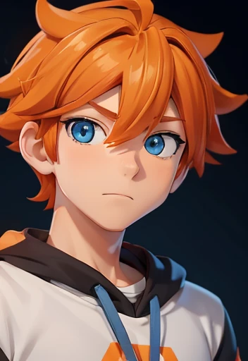 ((Human Male With orange hair Adolescent )), blue pupils , 