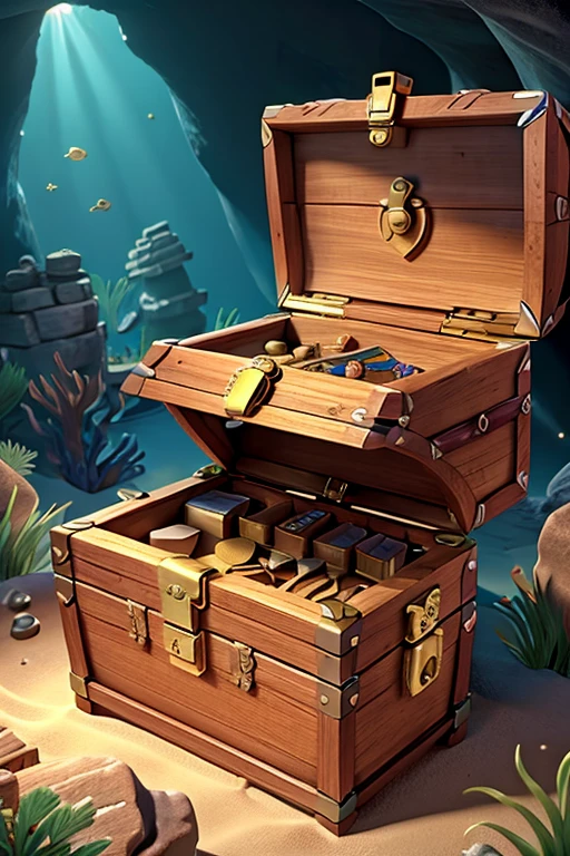 (((treasure chest))) at the bottom of the sea inside the cave