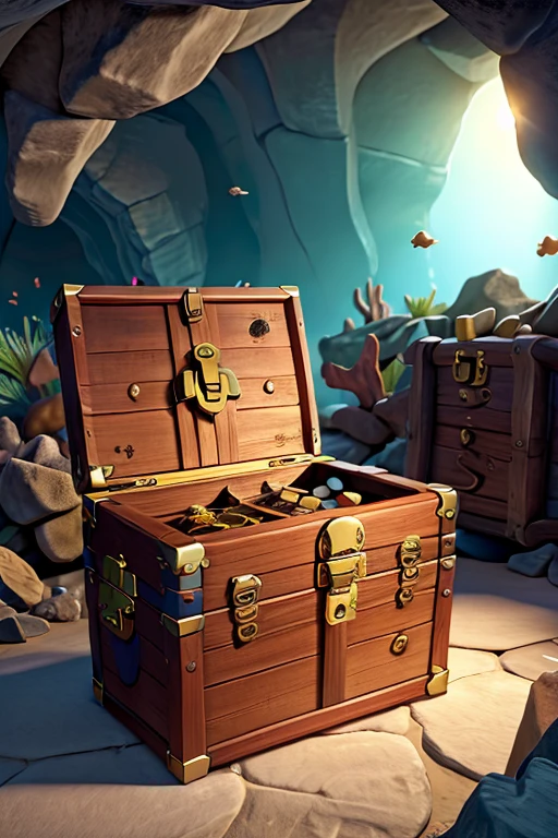 (((treasure chest))) at the bottom of the sea inside the cave