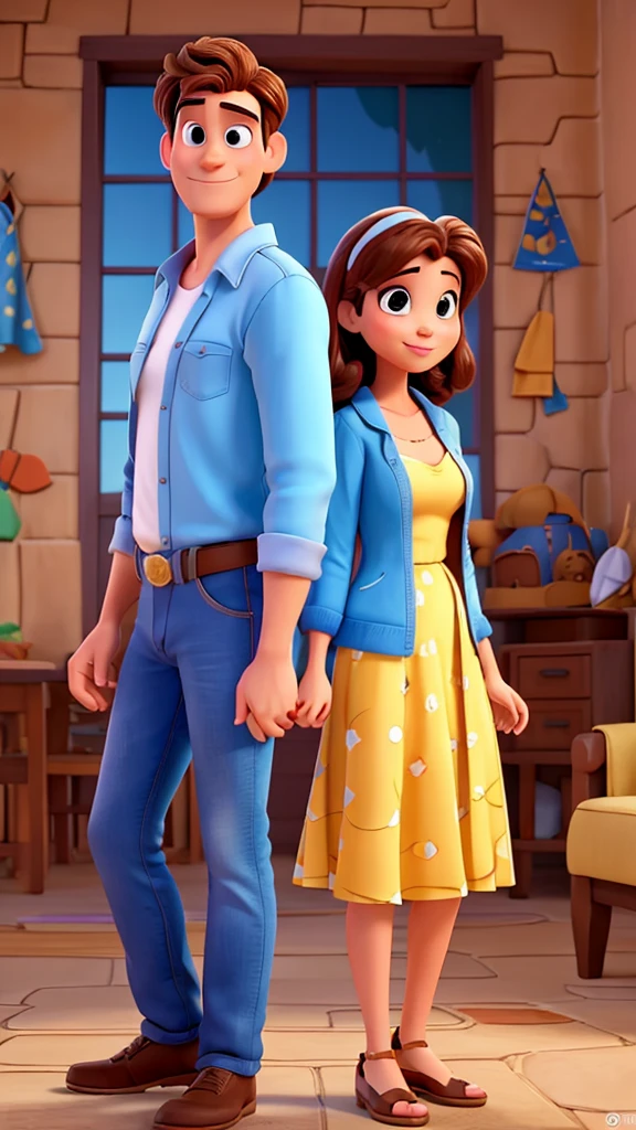 casal homem e mulher no estilo Disney Pixar, alta qualidade, melhor qualidade