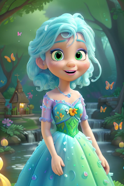 (best quality,4k,8k,highres,masterpiece:1.2),ultra-detailed,(realistic,photorealistic,photo-realistic:1.37),Walt Disney princess,beautiful detailed eyes,beautiful detailed lips,extremely detailed eyes and face,longeyelashes,walking in a magical village,sparkling princess gown,whimsical scenery,enchanting castles and towers,twinkling fairy lights,dreamy atmosphere,colorful flowers and trees,floating lanterns,Fluttering butterflies and birds,playful woodland creatures,magical fountains and waterfalls,happy and joyful expressions,soft glowing light,gentle sunlight filtering through the trees,Pixar style animation,toy-like buildings and houses,expressive and lively characters,playful and exaggerated movements,vibrant and saturated colors,smooth and fluid animation.