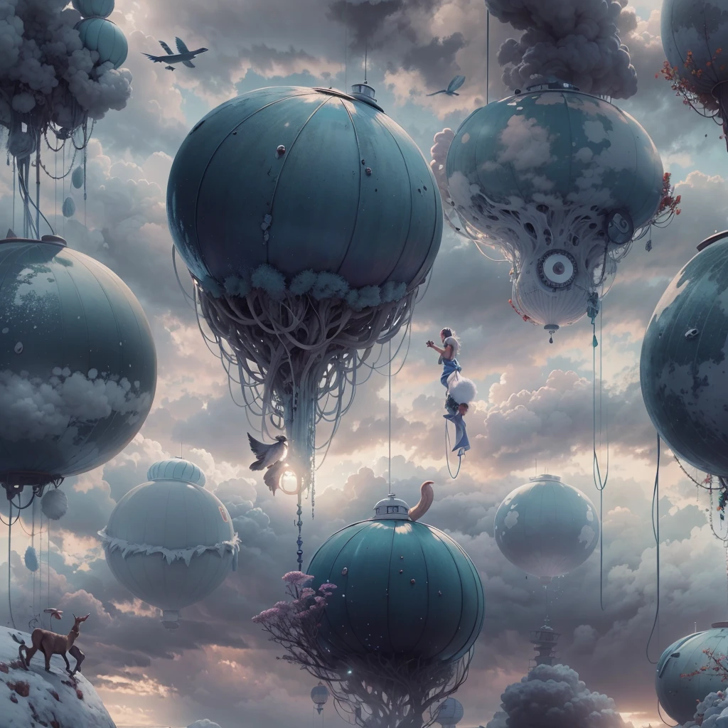 best quality,4k,8k,High resolution,chef-d&#39;artwork:1.2,Ultra-detailed,Realistic:1.37 montgolfières,HP.In the style of Lovecraft,above the mysterious landscape of clouds,ciel assombri,Threatening atmosphere,Disturbing clouds,écriture ancienne lueur étrange sur le ballon,elaborate sculptures,tentacules horribles,strange symbols meaning of&#39;strange scale,taille imposante,architecture d&#39;un autre monde,ruines en ruine faisceaux de lumière éthérés,pale moonlight,lueur subtile,ombres et reflets,Ombres obsédantes, teintes plus profondes de bleu et de violet,palette de couleurs sobres,éclats occasionnels de couleurs vives, impression de mouvement,des volutes de brouillard,arbres qui se balancent doucement,isolated floating debris,Sorry,forgotten,calme mais troublant,surnaturel,ambiance effrayante