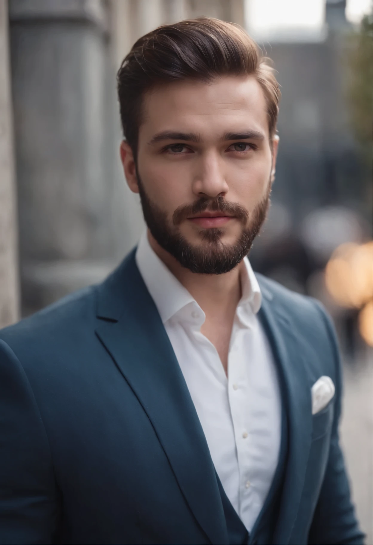 Handsome man in suit , slightly overweight, Beautiful beard , Exekutiver sexy Mann, daher