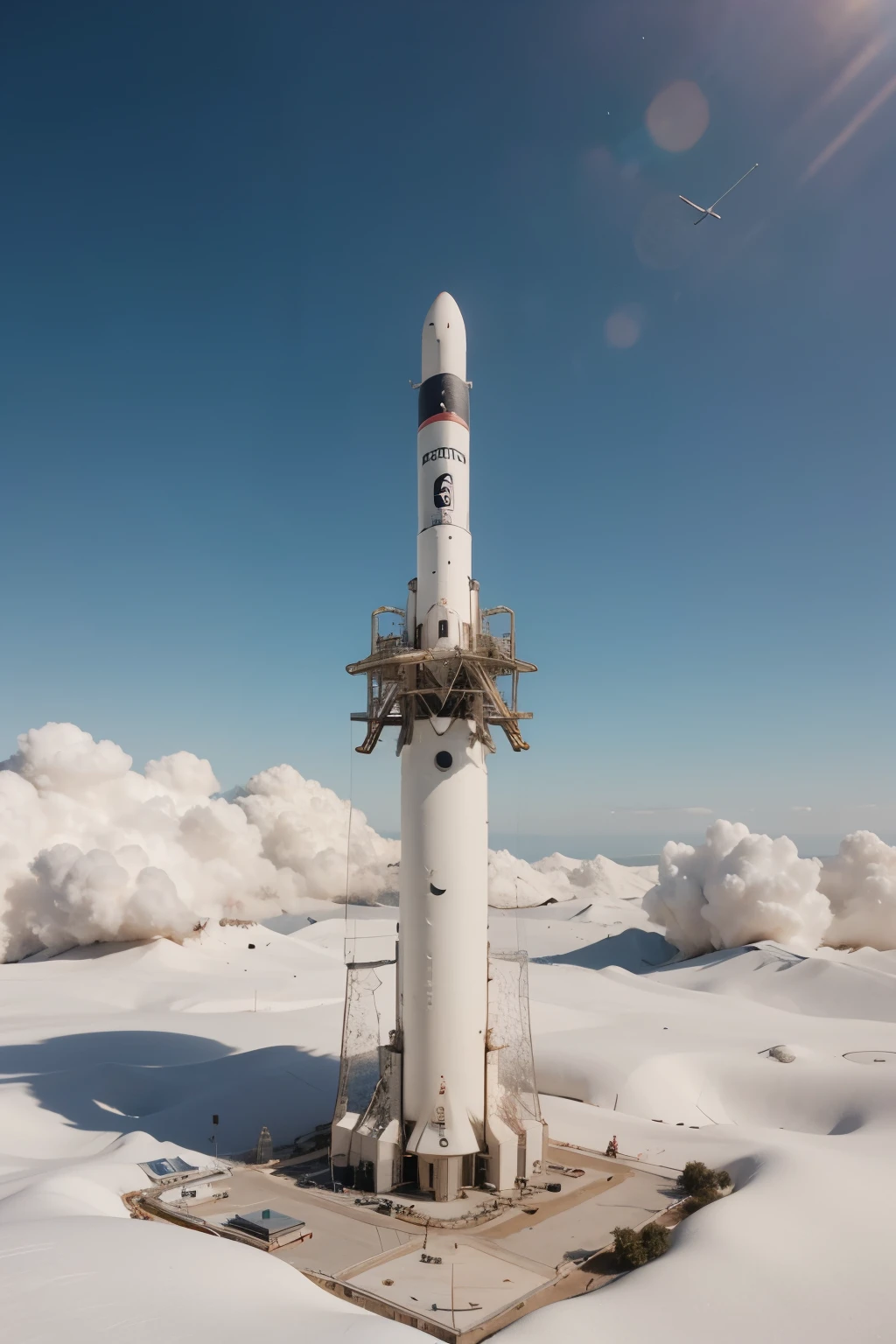 Create an image with the Instagram logo laid out in 3D and a rocket coming out of it
